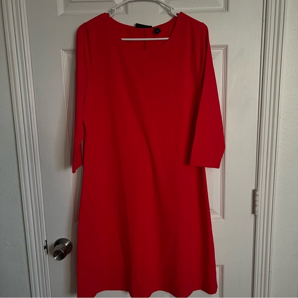 Attitudes by Renee | Red Jersey  A-Line Dress - Picture 4 of 7